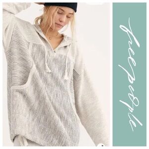NWT Free People FP Beach Baja Babe Very Oversized Hooded Pullover in Ivory-Rare